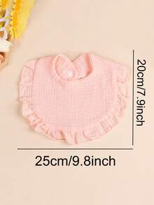 3/4pcs Baby Solid Color Bibs With Ruffle Trim, Soft Lace Edge Drool Bibs - Multicolor - View 7
