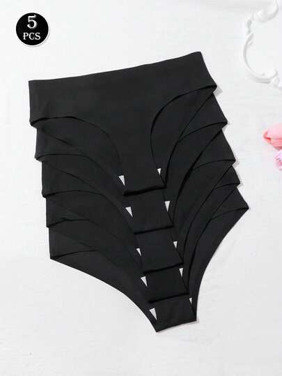 Veilyse 5pcs/Pack Low Waist Stretchy Seamless Underwear Women Breathable Half Coverage Seamless Panties For Everyday Wear,Gym&Sports