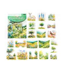 CANDY POETRY 40pcs/Pack Floral Countryside Stickers, Creative Aesthetic Sticker Decals, DIY Decorative Scrapbooking Craft Materials, Holiday Gifts, Personalized Scrapbook School Supplies - Green - View 10