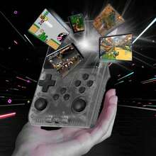 Retro-Handheld-Spielkonsole mit 3,5-Zoll-IPS-HD-Display und 256-GB-TF-Karte – inklusive mehrerer vorinstallierter Spiele und Linux-Betriebssystem | Klassischer tragbarer Arcade-Player - Schwarz - Übersicht 6