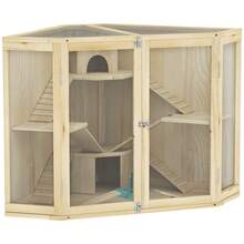 PawHut Wooden Hamster Cage, Small Animal House With 4 Levels, Feeding Station, Swing, Ramp, Hutches, Guinea Pig Cage For Dwarf And Hamsters, 115 X 69.5 X 79 Cm (See Site) - 1 - View 8