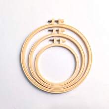 DIY刺绣十字绣绷架 - 竹子仿制品，3种尺寸，米色，适用于装饰工艺品和实用缝纫刺绣绷架 - 米色 - 查看 1