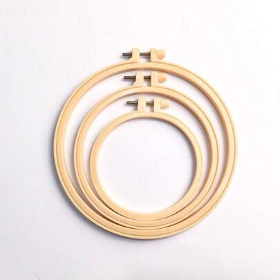 DIY Embroidery Cross Stitch Hoop Frame - Bamboo Imitation, 3 Sizes, Beige, For Decorative Crafts And Practical Sewing Embroidery Hoops