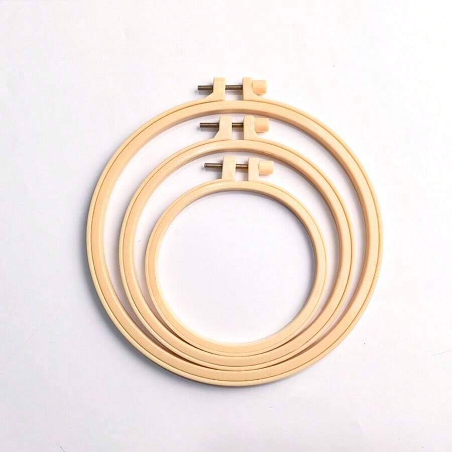 DIY刺绣十字绣绷架 - 竹子仿制品，3种尺寸，米色，适用于装饰工艺品和实用缝纫刺绣绷架 - 米色 - 查看 1