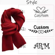 Personalized Letter Scarf For Women - Embroidered Initial (A-Z) & Full Name - Luxury Winter Scarf, Elegant Cursive/Print Letter, Beige/Brown/Tortoiseshell/Red Options - Boxed Name Tag