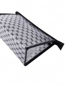 1pc Waterproof Transparent Zipper Makeup Bag, Portable Travel Cosmetic Storage Pouch - Black - View 4