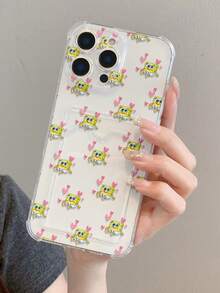 1pc Cute & Fun Transparent Card Holder Case With Spongebob & Heart Pattern, Shockproof Phone Case Compatible With IPhone 11/12/12 Pro Max/14 Pro Max/15/15 Pro/16/16 Pro Max - Multicolor - View 8