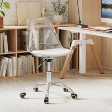 Clear Desk Chair With Swivel Seat & Soft PU Leather Cushion Universal Wheels - default - View 2