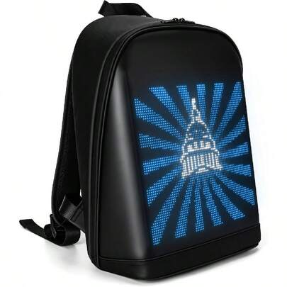 Zaino per laptop con display LED, zaino di moda fai-da-te, zaino da viaggio, regalo per uomo e donna, adatto per laptop da 15,6 pollici, 10,4 L (nero)