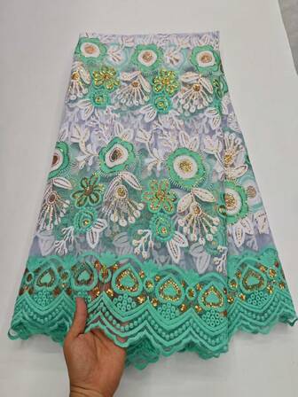 5码 | 1码 高品质新款刺绣亮片薄纱蕾丝面料，鲜艳红色 | 绿色蓝色尼日利亚双色大花卉装饰网纱面料，适合女士婚纱、派对、庆典优雅花卉图案连衣裙面料 | 鲜艳手工蕾丝面料 | 家居装饰DIY材料，黄色/金色