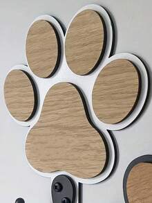 豪华木质双头狗绳挂钩 | 爪印绳架，实木贴面，非常适合走廊或杂物间，手工制作毛巾和衣物挂钩，也适用于卧室和浴室装饰