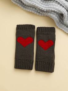 1 Cặp găng tay giữ ấm đan họa tiết trái tim cho nữ, màu trơn, dễ thương và ấm áp - Tay áo - Xem 18