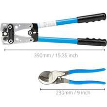 02039A Lug Crimping Plier And Cable Cutter Set For Battery Cables 80 AWG 6mm 50mm Electrician Wire Crimper Tool With Dual Functionality For Professional Electrical Connections And Efficient Cable Management In Automotive And Industrial Applications - 藍黑 - 查看 2