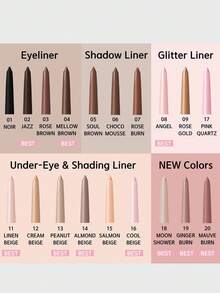 Bbia 2pcs Automatic Gel Eyeliner Pencil Set - 20 Plum Red + 11 Flax Beige, Gel Eyeliner Pencil, Quick-Drying, Long-Lasting, Super Smooth, Smudge-Proof, Can Be Used As Eyeshadow, Glitter Eyeliner, Lip Liner, Contour Pencil, Korean Makeup - 20+11 - View 9