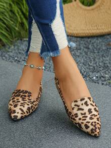 Große Größen 35-45 Damen Spitzschuh Slip-On Ballerinas, neue Herbst Outdoor Alltags Lässig Loafer, modische weiche Boden Arbeits- und Fahrschuh Mokassins, vielseitige Flache Schuhe zum Kombinieren mit Kleidern - Hellbrauner Leopardenprint - Übersicht 5