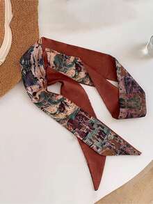 4pcs Dunhuang Element Double-Sided Floral Pattern Scarf, Fashion Art Long Scarf, Versatile Necktie, Gift Box Ribbon - Multicolor - View 11