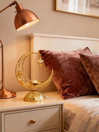 月牙形金属烛台，斋月开斋节餐桌装饰摆件 - 金色，送给女性的礼物，妈妈的礼物，礼物，鲜花，花蕊，DIY，房间装饰，卧室装饰，植物，婚礼装饰，送给女朋友的礼物，花盒，钩针花，新娘捧花，婚礼鲜花，新娘捧花，仿真花