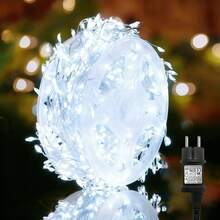 Đèn LED dây trang trí 100/200/300/500 - Phiên bản tiêu chuẩn Châu Âu, Có công tắc điều khiển, Thích hợp cho cây thông Noel, Trang trí vòng hoa ngày lễ, Nguồn điện cắm điện Không cần pin, Kiểu dáng cổ điển Sử dụng trong nhà và ngoài trời - Phích cắm loại F của EU (220-240V) - Xem 20