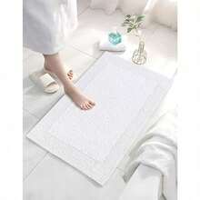Bedding Craft - Alfombra de baño reversible de algodón blanco 17 x 24 pulgadas absorbente de agua lavable a máquina para tina exterior - blanco - Ver 4