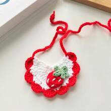 1pc Handmade Pet Knitted Hat, Cute Dress-Up Hat, Party Decoration, Strawberry Hat, Cat Supplies, Dog Headband, Suitable For Photos