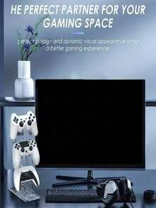 1 pieza Soporte universal de acrílico para auriculares, soporte de escritorio desmontable para teléfonos/mandos de juego/electrónica/consolas/gamers/PlayStation/accesorios - Multicolor - Ver 6
