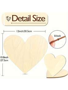 5pcs Thick Unfinished Wooden Heart Cutouts – DIY Painting Craft Shapes | For Valentine's Day/Thanksgiving/Weddings, Party Decor & Handmade Projects - Multicolor - View 3