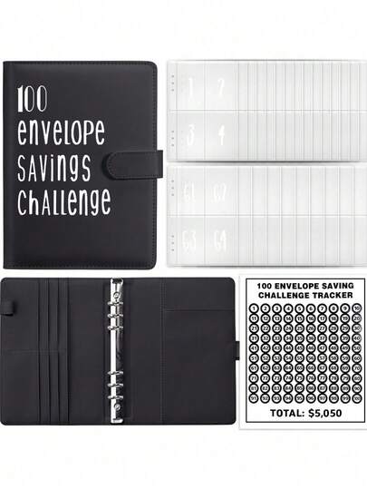 100 Envelope Money Saving Challenge - A5 Budget Binder With Cash Envelopes And Tracker, 100 Days Fun & Easy Way To Save $5,050 Envelope Budgeting Challenge Binder