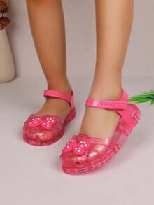 1 Pair Children's Summer Fashion Sandals, Girls' Hollow-Out Closed Toe Sandals, Princess Crystal Shoes, Student Shoes - Pink - View 5