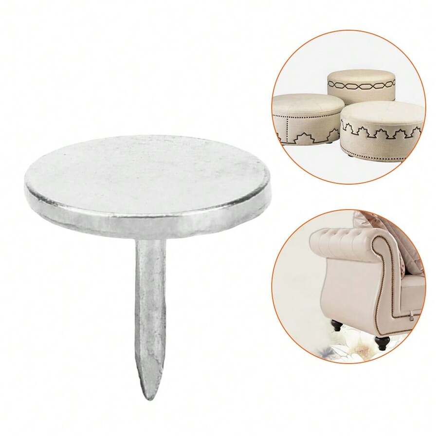 100 tachuelas decorativas de cabeza plana, tachuelas decorativas redondas - Plateado - Ver 1