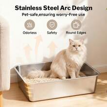 2-Pack Jumbo Cat Litter Box For Large Cats, Stainless Steel With Odor-Proof Design - Extra Large Enclosed Litter Pan, Durable & Easy To Clean, Perfect Christmas Gift For Cat Owners - 2 - Xem 3