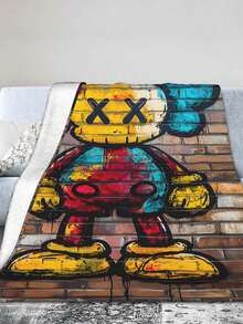 Kawss Kawaii Kaw Blanket The Ultimate Anime Fan Gift - Luxuriously Soft Flannel Blanket, Cartoon Printed Throw For Home, Camping, Travel, Perfect For Christmas & Birthdays - Black - View 1