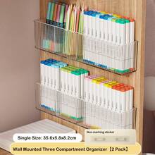 Ultra Clear Wall Mounted Pen Holder, 3-Slot No Drill Organizer, Strong Adhesive Marker & Pencil Storage Rack For Office Desk & Craft Room - Genomskinlig - Visa 2