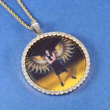 1 Men's Hip-Hop Style Photo Chain Necklace - Customizable Circular Pendant With Personalized Image, Suitable For Daily Wear And Party Jewelry, Providing Him With A Unique Birthday/Holiday Gift, Birthday Gift - Multicolor - View 10