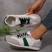 Women Sneaker Colorblock Patchwork Upper Design - Green - View 3