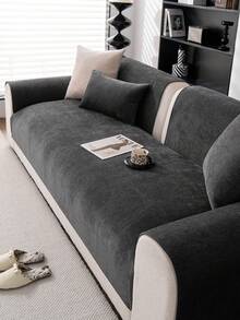 1件装四季通用沙发垫套，现代简约防滑沙发座垫保护套，防尘可水洗，柔软不易褪色，宠物友好，适用于L型及1/2/3/4人座沙发，可用于卧室、办公室、客厅。 - 深灰色 - 查看 5