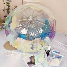 Stained Glass Transparent Umbrella Romantic Poetry Manual Folding Umbrella Princess Umbrella Easy To Carry Birthday Gift Christmas Gift Free Creation Windproof Rain Proof