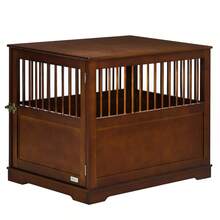 PawHut Dog Cage With Table, Stylish Medium Dog House, Lockable Indoor Door, Brown, 80.5x59.5x67.5cm - 1 - View 1