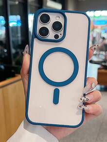 1 Piece Magnetic Wireless Charging Case, Clear Acrylic Hard Case, Compatible With IPhone 15pro Max/14/13/12/11 - Xanh đậm - Xem 6