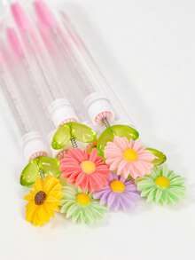 1支/5支装可爱花朵螺旋睫毛夹睫毛延长螺旋刷便携管状睫毛刷水晶柄刷 - 彩色 - 查看 5