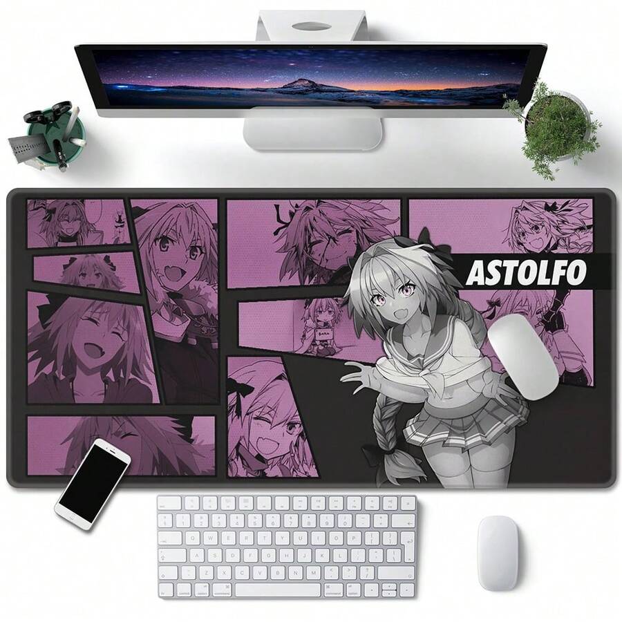 1个高级阿斯托尔福鼠标垫 | 黑骑士鼠标垫 | Fate Apocrypha桌面垫 | Fate Apocrypha | 老婆桌面垫 | 时尚桌面垫，游戏办公鼠标垫，桌面配件，防滑底座和缝边键盘鼠标垫，电脑桌面垫，适用于游戏和办公 - 彩色 - 查看 1