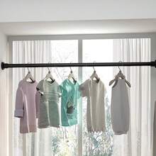 1pc Adjustable White & Black Expandable Clothes Rod, Multi-Scene Retractable Clothing Rack, Garment Organizer For Home, Bathroom, Kitchen, Wardrobe - Multicolor - View 2