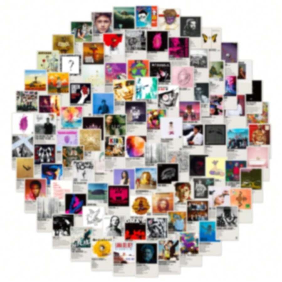 100Pcs Album Cover Stickers For Adults - Music, Rapper And Band Sticker Pack, Water Bottle Laptop Stickers For Teens,LightGray - LightGray - View 1