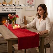 Valentine's Day Home Decoration Table Flag Red Heart-Shaped Placemat, Suitable For Weddings, Engagement Parties, And Romantic Home Decoration On Valentine's Day. The Heart-Shaped Table Flag Offers Two Specifications To Choose From - Red - View 2