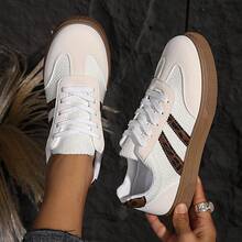 Women's Casual Soft Bottom Non-Slip Low-Top Shallow Breathable Lace-Up Fashion Versatile Personalized Striped Sneakers, Skate Shoes For All Seasons