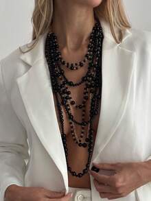 1件波西米亚风多层仿珍珠时尚女士十字链项链，奢华复古夸张项链，适合日常、节日、派对等场合，百搭珠宝，女士礼物之选 - 項鍊 - 查看 11