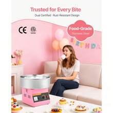 Máquina eléctrica para hacer algodón de azúcar, 1000 W, máquina comercial para hacer algodón de azúcar con recipiente de acero inoxidable y cuchara para azúcar, perfecta para cumpleaños de niños en casa, fiestas familiares (rojo) - Rojo - Ver 4