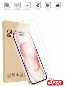 3pcs/Pack Tempered Glass Screen Protector, High Definition Transparent, Waterproof, Anti-Scratch, Compatible With Iphone7/8/X/XS/11/12/13/14/15 Pro Max/16 Pro Max/16 Plus/17/17 Pro/17 Pro Max/17 Air
