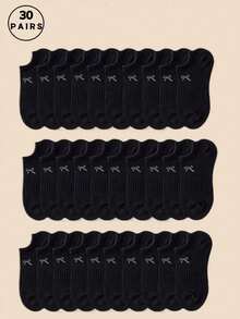 1 Pair/20 Pairs/30 Pairs Black, White, Gray Waist Cinching Bow Pattern Socks, Suitable For Dress Shoes, Sneakers, Platform Shoes, Outdoor Sports & Fitness Wear, Casual Business Commute Travel, Unisex Campus Daily Sports Essential, Soft Skin-Friendly Breathable Moisture-Wicking Odor-Resistant Low-Cut Non-Slip Invisible Ankle Socks - Multicolor - View 19