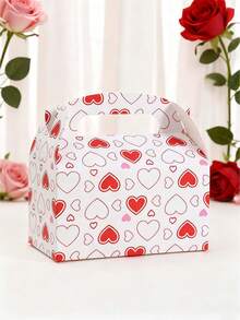 5pcs/20pcs Valentine's Day Cake Boxes, Heart-Shaped Baking Boxes, Dessert Packaging Boxes, Gift Boxes, White Card Handled Bags, Cake Takeout Boxes - Multicolor - View 8