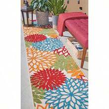 Nourison Home Aloha - Alfombra para Interiores y Exteriores diseño Floral Multicolor 2 pies 3 x 12 pies 2 x 12 pies - Corredor 12x23 - Ver 1